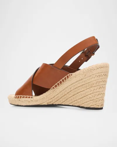 Tory Burch Turnlock Espadrille Slingback Platform Wedge Sandal In Brown