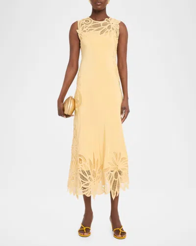 Ulla Johnson Idra Embroidered Silk Crepe De Chine Maxi Dress In Neutral