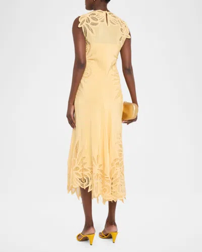 Ulla Johnson Idra Embroidered Silk Crepe De Chine Maxi Dress In Neutral