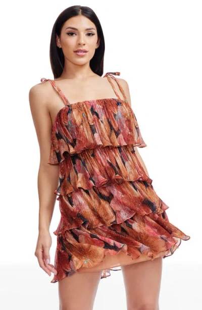 Dress The Population Pixie Tiered Minidress In Pink | ModeSens