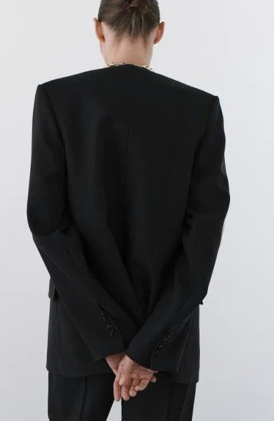 Mango Selection Collarless Blazer In Black