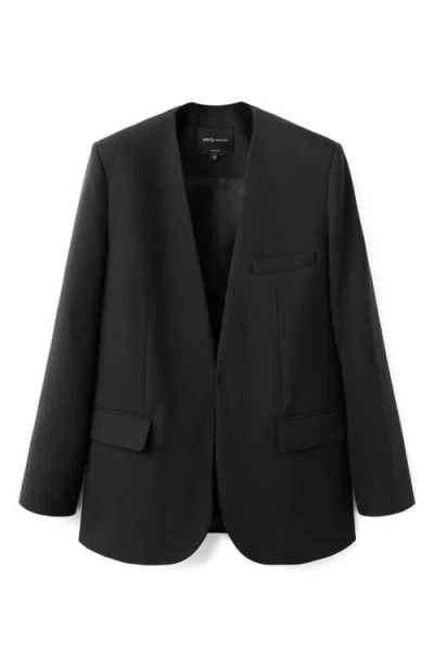 Mango Selection Collarless Blazer In Black