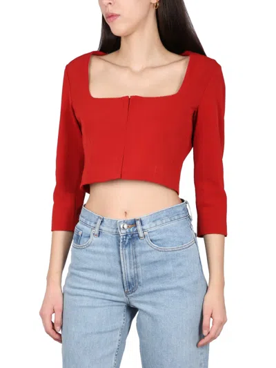 Acne Studios Square Collar Blouse With Hook Button In Red