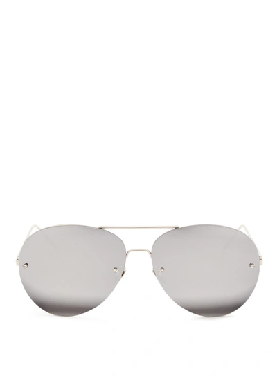 Shop Linda Farrow Titanium Aviator Sunglasses