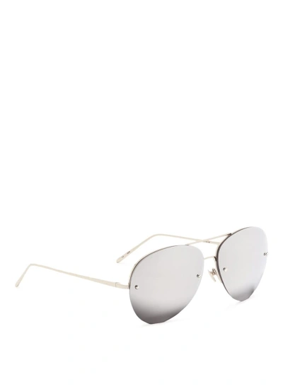 Shop Linda Farrow Titanium Aviator Sunglasses