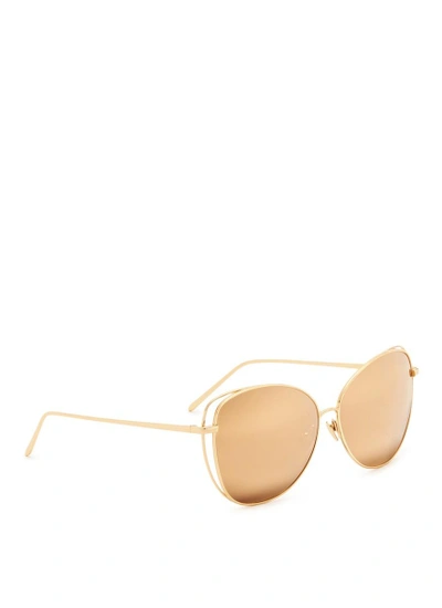 Shop Linda Farrow Open Wire Rim Cat Eye Sunglasses