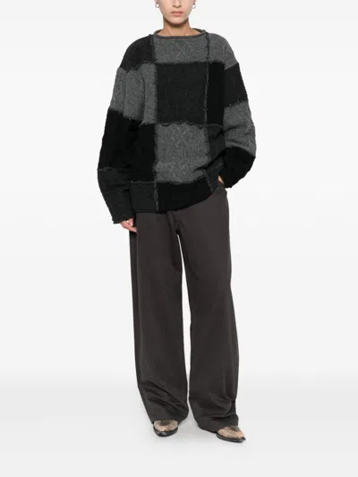 Ader Error Men Jacquard Crewneck Sweater In Black