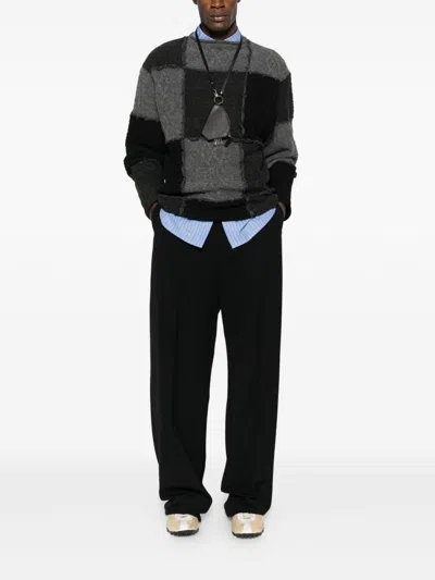Ader Error Men Jacquard Crewneck Sweater In Black