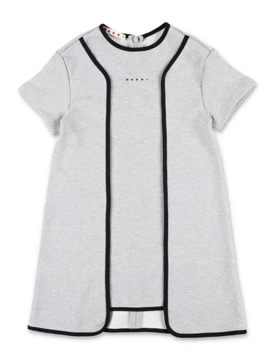 Marni Kids Logo Detailed Short-sleeved Dress In Gray