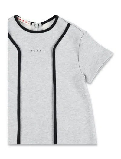 Marni Kids Logo Detailed Short-sleeved Dress In Gray