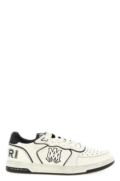 Amiri Newport White Sneakers Low Top With Logo Patch On The Side And Contrasting Heel With Leather Logo Le In Multi