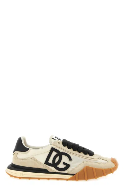 Dolce & Gabbana Dg Athletic Black Low Top Sneakers With Logo Patch On The Tongue And Maxi Logo On The Side In Suede 