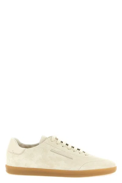Zegna 232 Low Top Suede Sneakers Rubber Sole In Brown