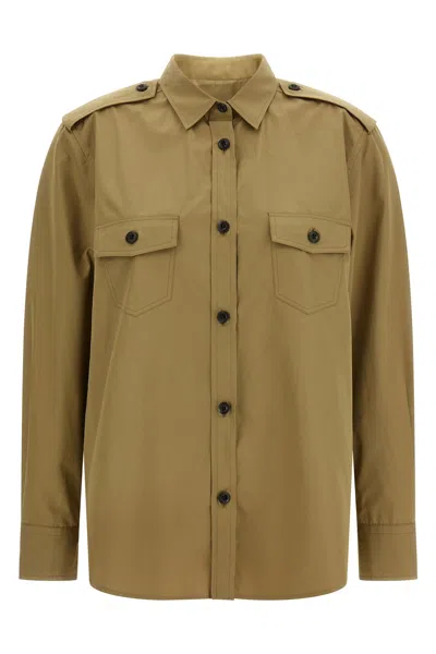Prada Cotton Poplin Shirt Tailored Collar Button Epaulettes In Neutral