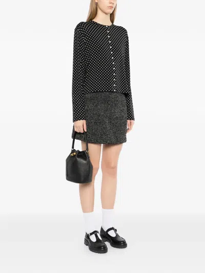 Agnès B. Drawstring Leather Shoulder Bag In Black