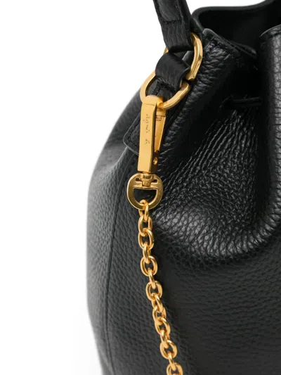 Agnès B. Drawstring Leather Shoulder Bag In Black