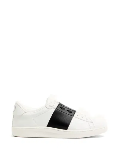 Valentino Garavani Minimalist Leather Sneakers With Contrasting Stripe Detail And Vlogo Signature In White