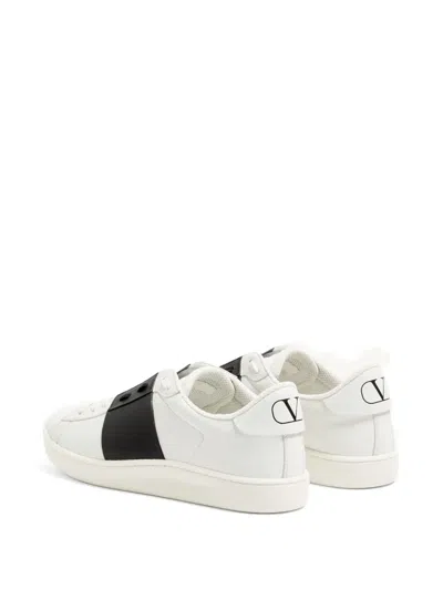 Valentino Garavani Minimalist Leather Sneakers With Contrasting Stripe Detail And Vlogo Signature In White