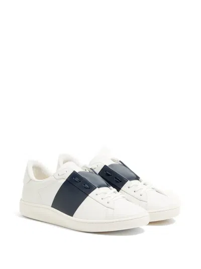Valentino Garavani Minimalist Leather Sneakers With Contrasting Stripe Detail And Vlogo Signature In White