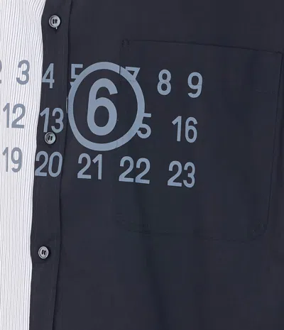 Mm6 Maison Margiela Tailored Black Shirt With Pointed Collar And Button Cuffs In Multi