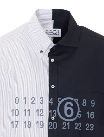 Mm6 Maison Margiela Tailored Black Shirt With Pointed Collar And Button Cuffs In Multi