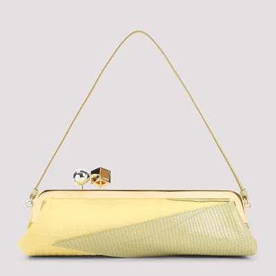 Jacquemus Salon Mais Suede And Patent-leather Clutch In Yellow