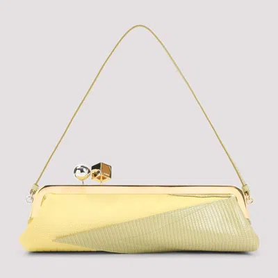 Jacquemus Salon Mais Suede And Patent-leather Clutch In Yellow