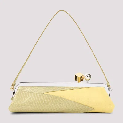 Jacquemus Salon Mais Suede And Patent-leather Clutch In Yellow