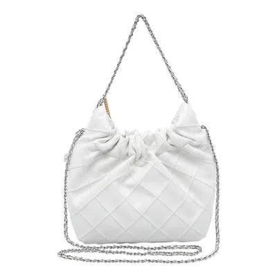 Tory Burch Mini Fleming Soft Distressed Drawstring Bag In White