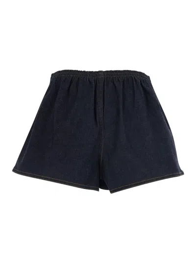 Jacquemus Amelo Shorts Contrast Stitching Elastic Waistband In Blue