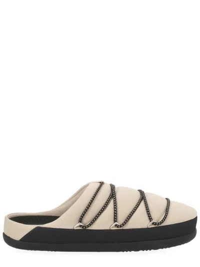 Moon Boot Quilted Flat Slippers In Sand