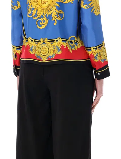 Versace Barocco Print Silk Twill Bowling Shirt In Multi