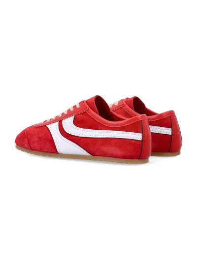 Dries Van Noten 70s Marathon Spirit Suede Low-top Sneakers In Red