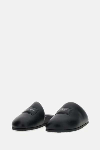 Givenchy Leather Slippers Featuring Flat Sole Design In Black