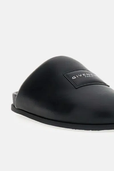 Givenchy Leather Slippers Featuring Flat Sole Design In Black