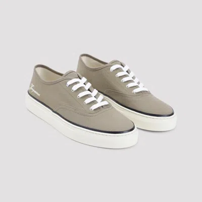 Jacquemus Cotton Low-top Sneakers With Embroidered Logo In Brown