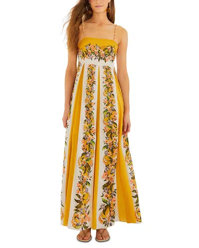 Farm Rio Sand Hilo Stripes Maxi Dresses Yellow In Multi