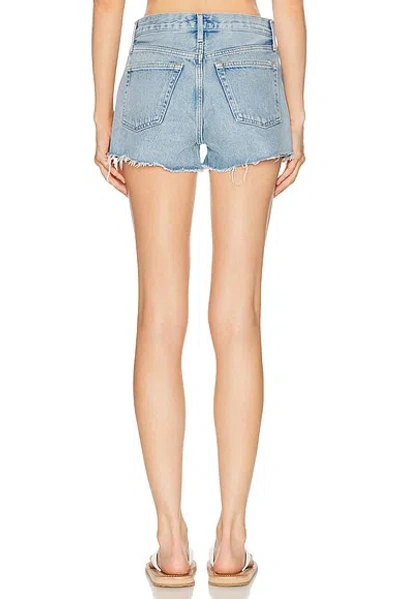 Agolde Parker Vintage Raw Hem Mini Shorts In Animate In Blue