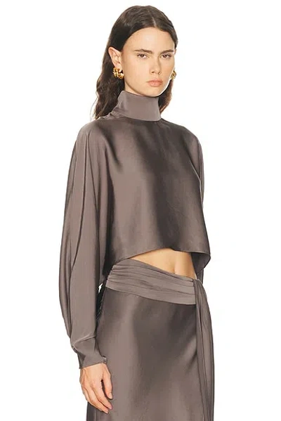Lapointe Lightweight Satin Caftan Top In Gray