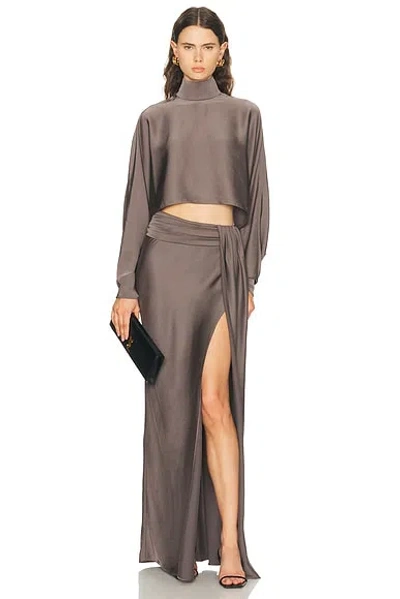 Lapointe Lightweight Satin Caftan Top In Gray