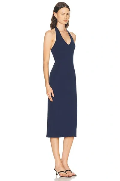 Nili Lotan Stevie Halter-neck Cotton-jersey Midi Dress In Blue
