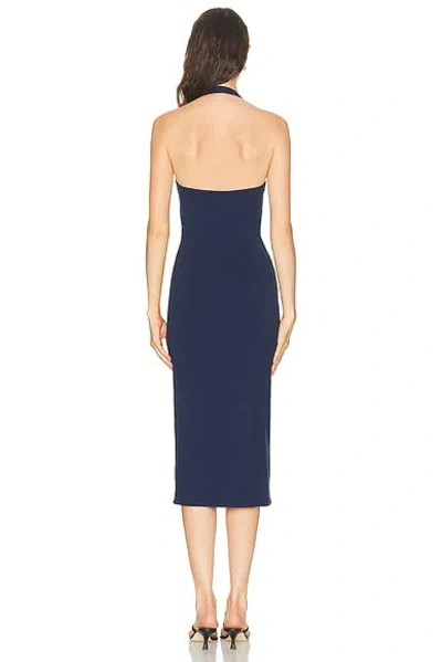 Nili Lotan Stevie Halter-neck Cotton-jersey Midi Dress In Blue