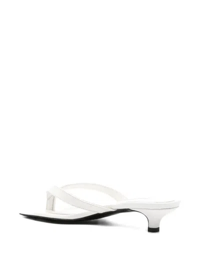 Totême Off-white Croco-embossed Leather Heeled Flip-flop Sandals