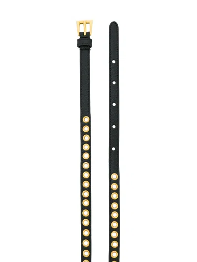 Prada Square Buckle Belt In Black
