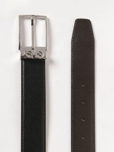 Ferragamo Reversible Leather Belt In Black