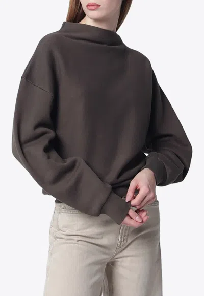 6397 Mud-coloured Draped Sweatshirt In Brown
