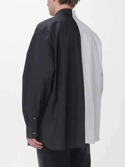 Mm6 Maison Margiela Tailored Black Shirt With Pointed Collar And Button Cuffs In Multi