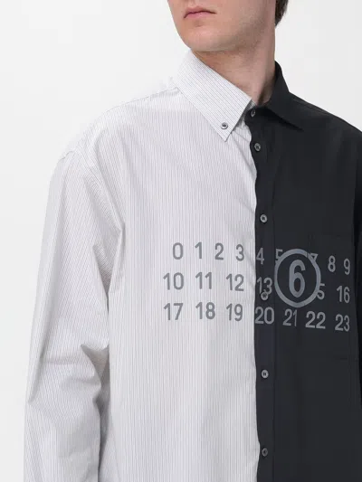 Mm6 Maison Margiela Tailored Black Shirt With Pointed Collar And Button Cuffs In Multi