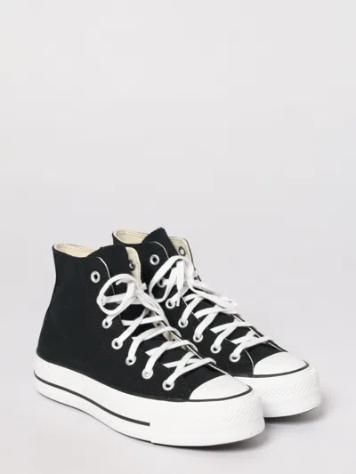 Converse Black Polyester High Top Sneakers In Black