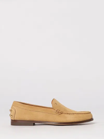 Tod's Beige Loafers With Embossed Logo And Stud Details On The Back In Leather Woman In Brown